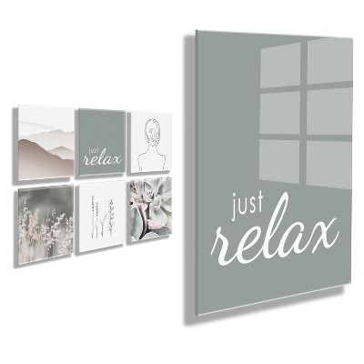 10" x 10" 6pc Just Relax Floating Acrylic Art Set - Kate & Laurel All Things Decor