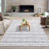 2 x 6 ft Polyester Black Rectangular Dining Room Laundry Bathroom Kitchen Geometric Stripped Print Modern Machine Washable Runner Rug - 2 of 4