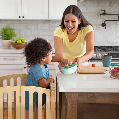 Natural Wood Foldable Toddler Kitchen Helper Step Stool
