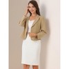 INSPIRE CHIC Women's Open Front Office Long Sleeve Lightweight Printed Floral Crop Suit Blazer - 2 of 4