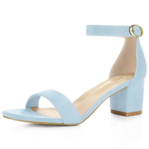 Allegra K Women's Open Toe Block Heel Adjustable Buckled Ankle Strap Sandals - 1 of 4