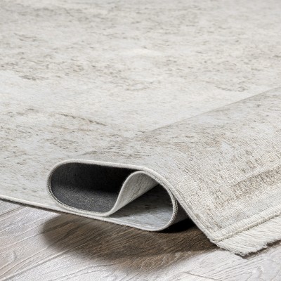 Ivory Medallion 4' x 6' Washable Viscose Area Rug