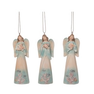 Transpac Coastal Angel Ornament Set of 3 Resin Christmas Tree Decorations for Home Holiday Decor - 1 of 1