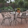 Flash Furniture Lila 23.75'' Round Glass Metal Table with 2 Metal Aluminum Slat Stack Chairs - 2 of 4