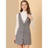 Allegra K Women's V Neck Gingham Check Pinafore Overalls Suspenders Plaid Print Dress - 4 of 4