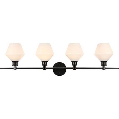 Elegant Lighting Gene 4 light Black and Frosted white glass Wall sconce