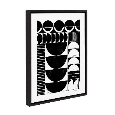 Sylvie Black and White Abstract Canvas Print with Frame