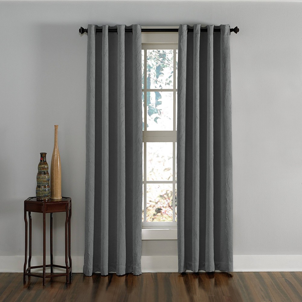 Photos - Curtains & Drapes 1pc 50"x132" Light Filtering Lenox Window Curtain Panel Gray - Window Curt