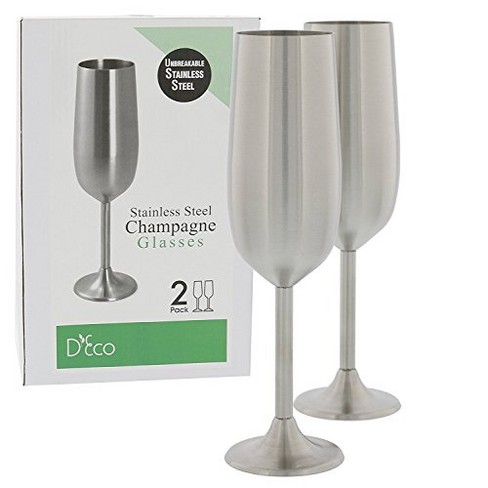 KooK Premium Clear Glass Champagne Flutes, Thin Stem, 7 ounce,  Classic Champagne Glasses Pack of 8: Champagne Glasses
