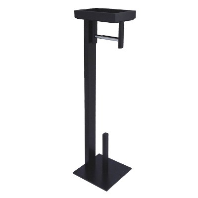 Toilet Paper Holder Free Standing - Toilet Paper Holder Stand with Storage  Shelf, Black Toilet Paper Holder with Toilet Brush, Bathroom Toilet Paper