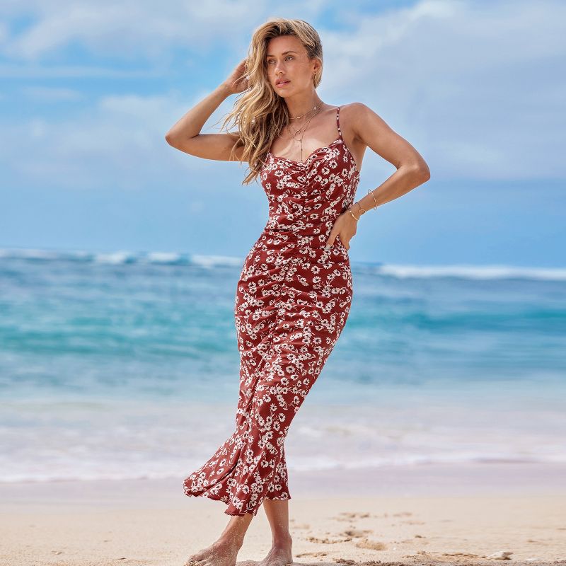 Women's Scarlet Floral Ruched Maxi Dress - Cupshe, 5 of 6
