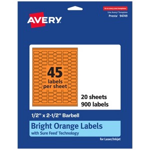 Avery Bright Orange Paper Labels, 0.5" x 2.5" Barbell - 1 of 4