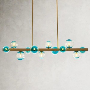 Rennnsan Zephivon 44" W 12 - Light Liner Bubble Ombre Glass Modern Dimmable Kitchen Island Pendant in Gold - 1 of 4