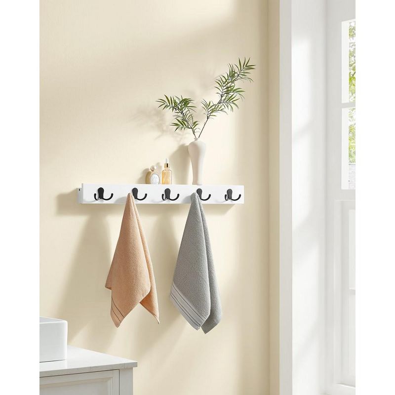SONGMICS Coat Rack Wall Mount, Coat Hooks Wall Mounted, 5 Double Metal Hooks for Bags, Hats, and Towels, 3 of 7