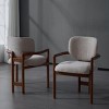 Set Of 2 Modern Indoor Upholstered Dining Chairs,Fabric Seating Wooden Armrests Chair,Rubber Wood Accent Dining Chair-Cuddlewood - 2 of 4