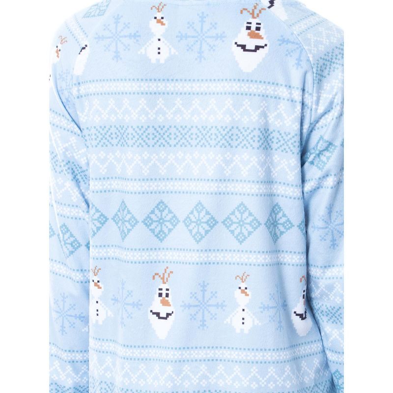 Disney Womens' Frozen Olaf Sweater Sleep Pajama Jumpsuit Union Suit Blue, 4 of 6