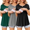 Ekouaer Womens Nursing Tops 3 Packs Short Sleeve Breastfeeding Shirts Double Layer Postpartum Shirt Nursing Shirts - 3 of 4
