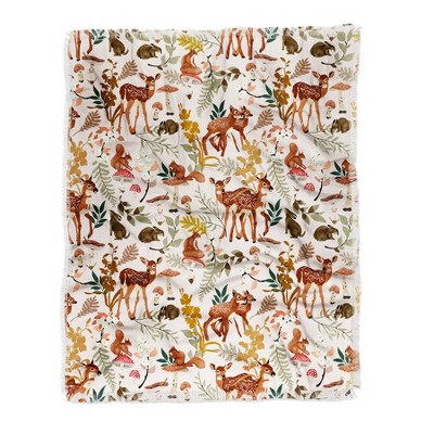 Marta Barragan Camarasa Fawns In The Autumn Forest Woven Throw Blanket - Deny Designs