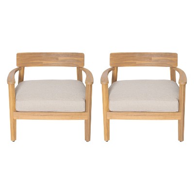 Christopher Knight Home Mallorca Acacia Wood Outdoor Club Chair with Seat Cushion
