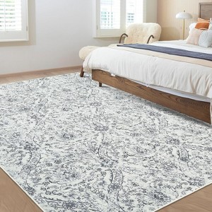 Farmhouse Floral Area Rug – Washable, Low Pile, Non-Slip, Stain-Resistant Carpet for Bedroom or Living Room - 1 of 4