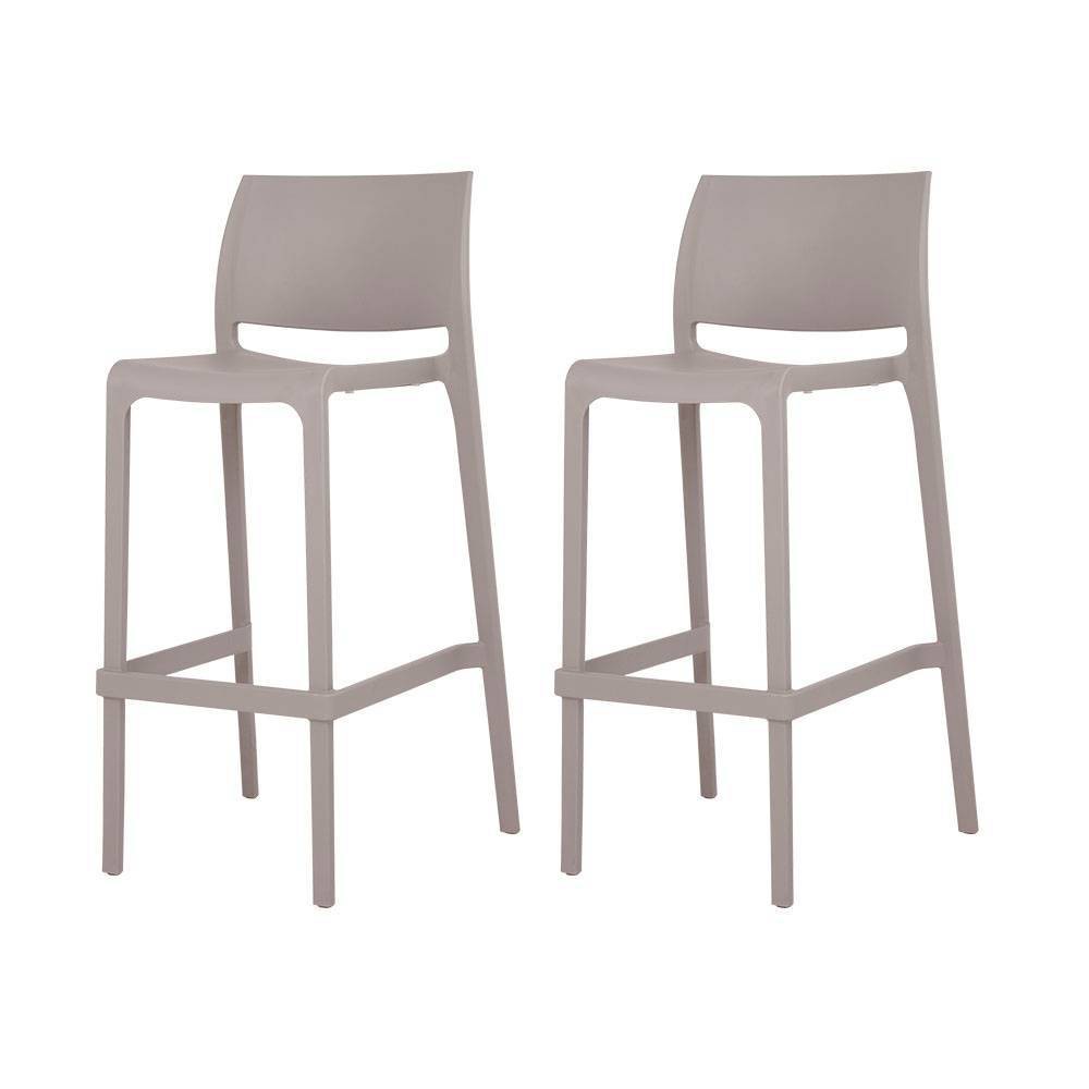 Photos - Chair Lagoon Sensilla 2pk Outdoor Stackable Bar Stools - Taupe  