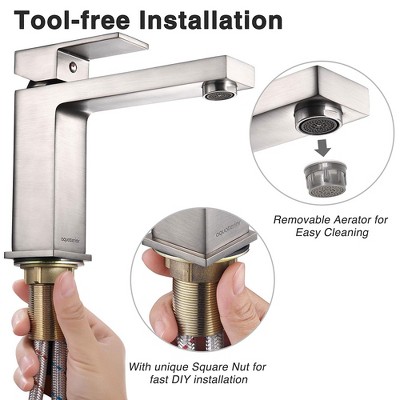 Brushed Nickel Single-Handle Square Bathroom Faucet