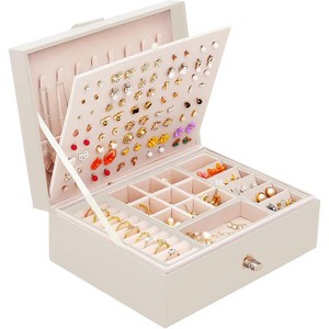 Pink Jewelry Organizer Box for Teens with Earring Holder and Storage - 1 of 4