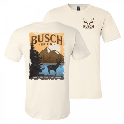 Mens Busch Beer Brewed For The Hunt Front and Back Print Natural T-Shirt