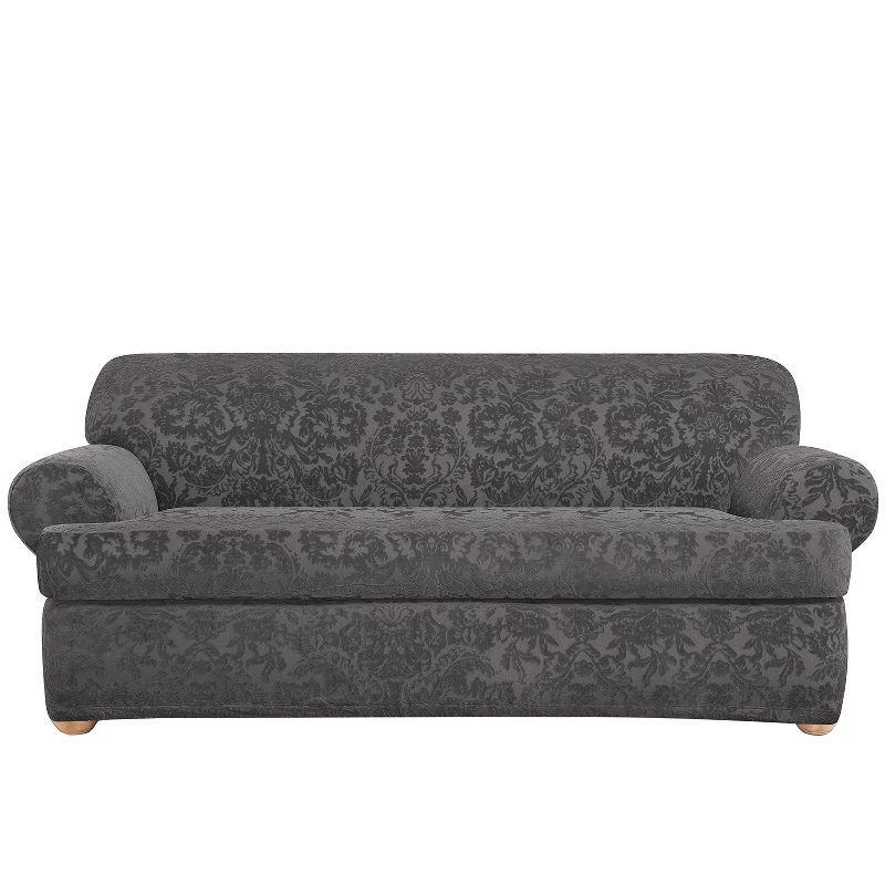 Stretch Jacquard Damask T-Sofa Slipcover - Sure Fit, 1 of 5