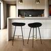 Royal Hampton 24" Backless Barstool with Handcrafted Mango Wood Saddle Seat | PVD Coating | Gold Footrest | Iron Legs - 2 of 4