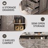 59" Sideboard Buffet Cabinet with Drawers & Adjustable Shelves, Coffee Bar Station Table, Grey - 4 of 4