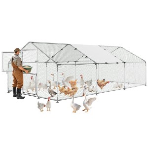 Heavy Duty Metal Chicken Coop with Split Door – Easy Feeding, Escape-Proof Outdoor Poultry Cage with Run, Steel Frame with Waterproof & UV-Resistant - 1 of 4