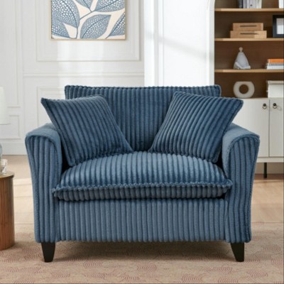 Tiramisubest Upholstered Single Chair Lazy Chair Corduroy Tufted Cloud Soft Backrest Compact Armchair Accent Chair for Living Room