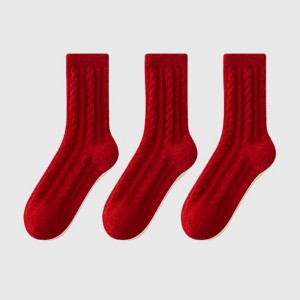 Anna-Kaci Women's 3-Pair Plush Cable Knit Socks Set with Soft Cozy Texture, Stretchy Knit Fit, and Warm Ribbed Detailing - 1 of 3