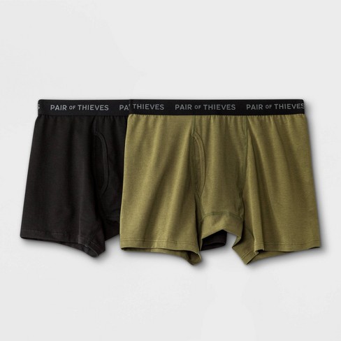 Pair Of Thieves Men's Big & Tall Super Soft Solid Boxer Briefs 2pk -  Black/green 4xl : Target