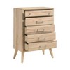 Mid-Century Modern Design Natural Oak Finish Chest of 5 Drawers Nickel Tone Classic Style Bedroom Furniture 1pc - 3 of 4