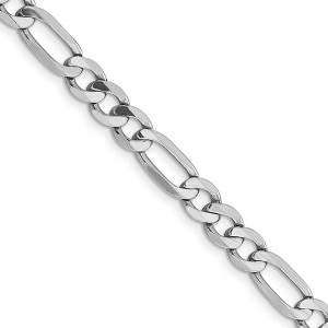 Black Bow Jewelry Men's 6mm, 14k White Gold, Flat Figaro Chain Necklace - 1 of 4