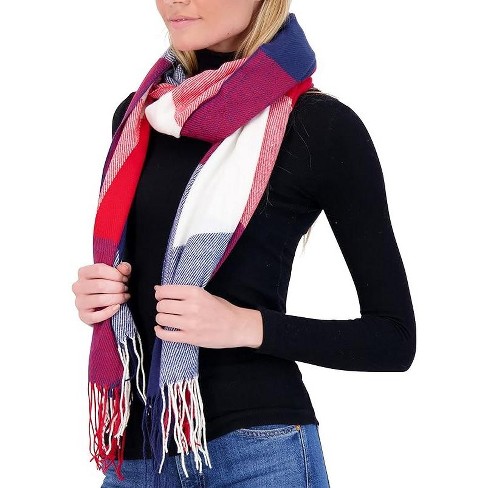 Market & Layne Women Winter Cashmere Scarves (navy Combo) : Target