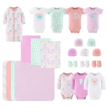 The Peanutshell Ocean Flower 23-Piece Baby Layette Girl Clothing Gift Set, 0-3 Months