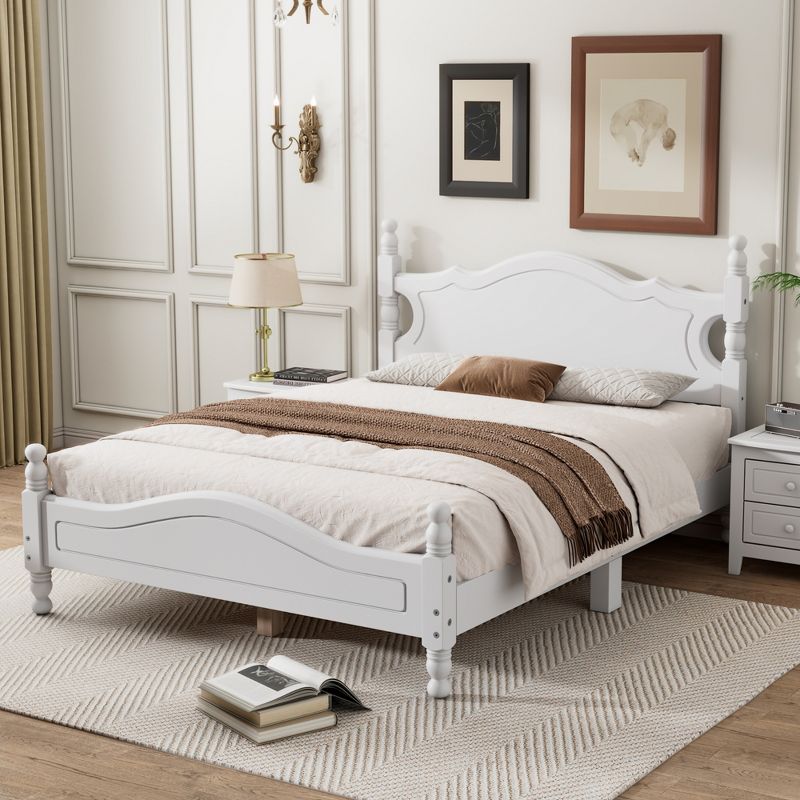 Full/Queen Size Wood Platform Bed Frame, Retro Style Platform Bed - ModernLuxe, 1 of 12