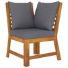 vidaXL 3 Piece Patio Lounge Set with Dark Gray Cushion Solid Acacia Wood - 3 of 4