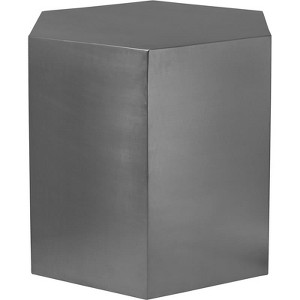 Hexagon Brushed Chrome Metal End Table-Meridian Furniture - 1 of 4