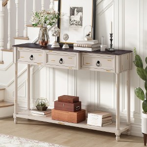 Console Table Sofa Table with Drawers for Entryway with Projecting Drawers and Long Shelf - 1 of 4