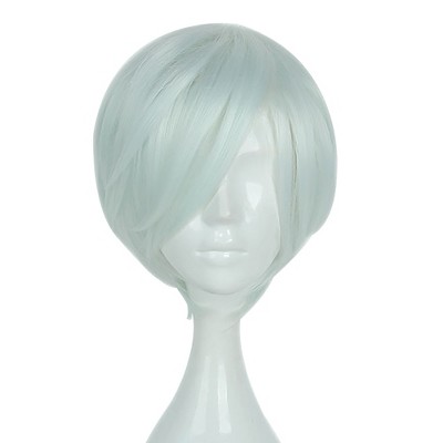 Unique Bargains Women's Wigs 12" Light Cyan with Wig Cap