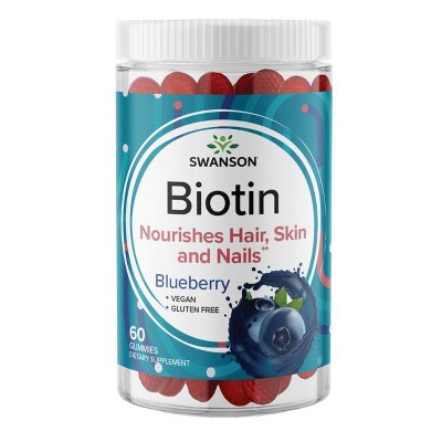 Swanson Biotin Gummies - Blueberry 2,500 mcg 60 Gummies.