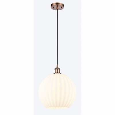 White Venetian - 1 Light Cord Hung Pendant In Modern Style-13.5 Inches Tall and 12 Inches Wide