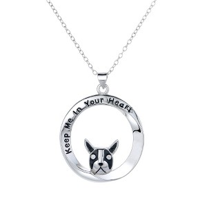Sterling Silver "Keep Me in Your Heart" Dog Pendant Necklace - 1 of 4