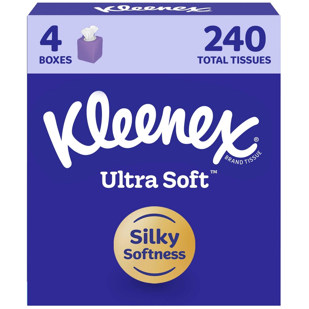 Kleenex Ultra Soft 3-Ply Facial Tissue - 4pk/240ct: Square Container