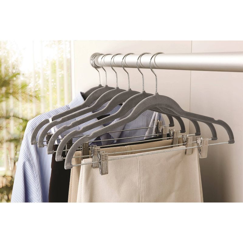 Simplify 6pk Velvet Hangers with Clips Gray, 3 of 8