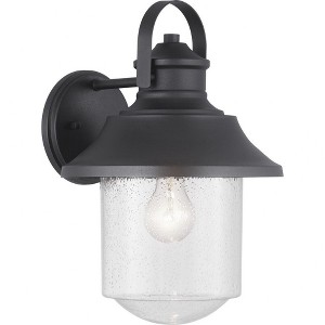 Progress Lighting Weldon 1-Light Outdoor Wall Lantern in Black with Clear Seeded Glass Shade - 1 of 4